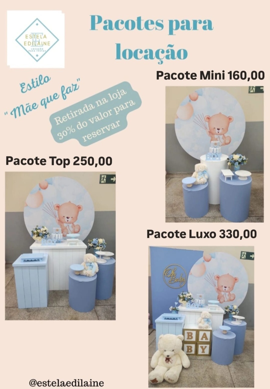 Chá de Bebê Ursinho Azul - Estela Edilaine Pegue e monte 