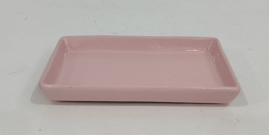 Bandeja Retangular Lisa Rosa 21X12Cm - Wanusa Nunes Andrade