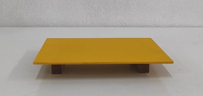 Bandeja Mdf Retangular Amarelo 13X20Cm   - Wanusa Nunes Andrade