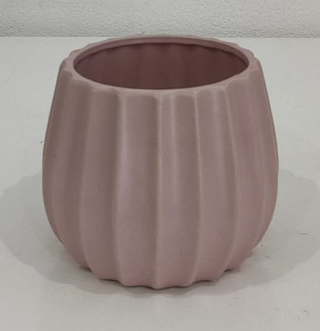 Vaso Baixo Canelado Rosa - Wanusa Nunes Andrade