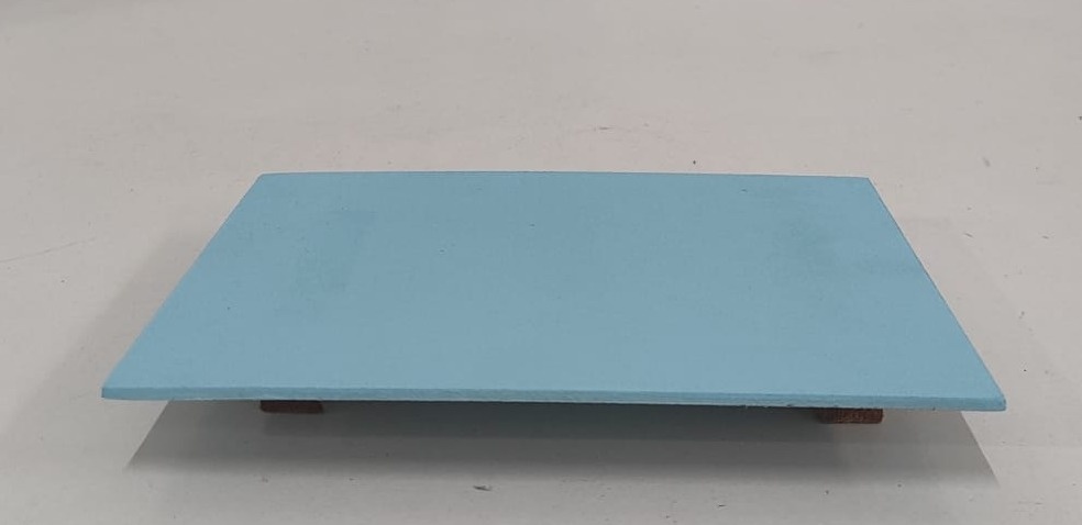 Bandeja Mdf Retangular Azul Claro 13X20Cm  - Wanusa Nunes Andrade