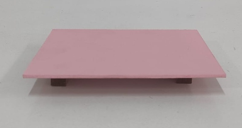 Bandeja Mdf Retangular Rosa Claro 13X20Cm - Wanusa Nunes Andrade