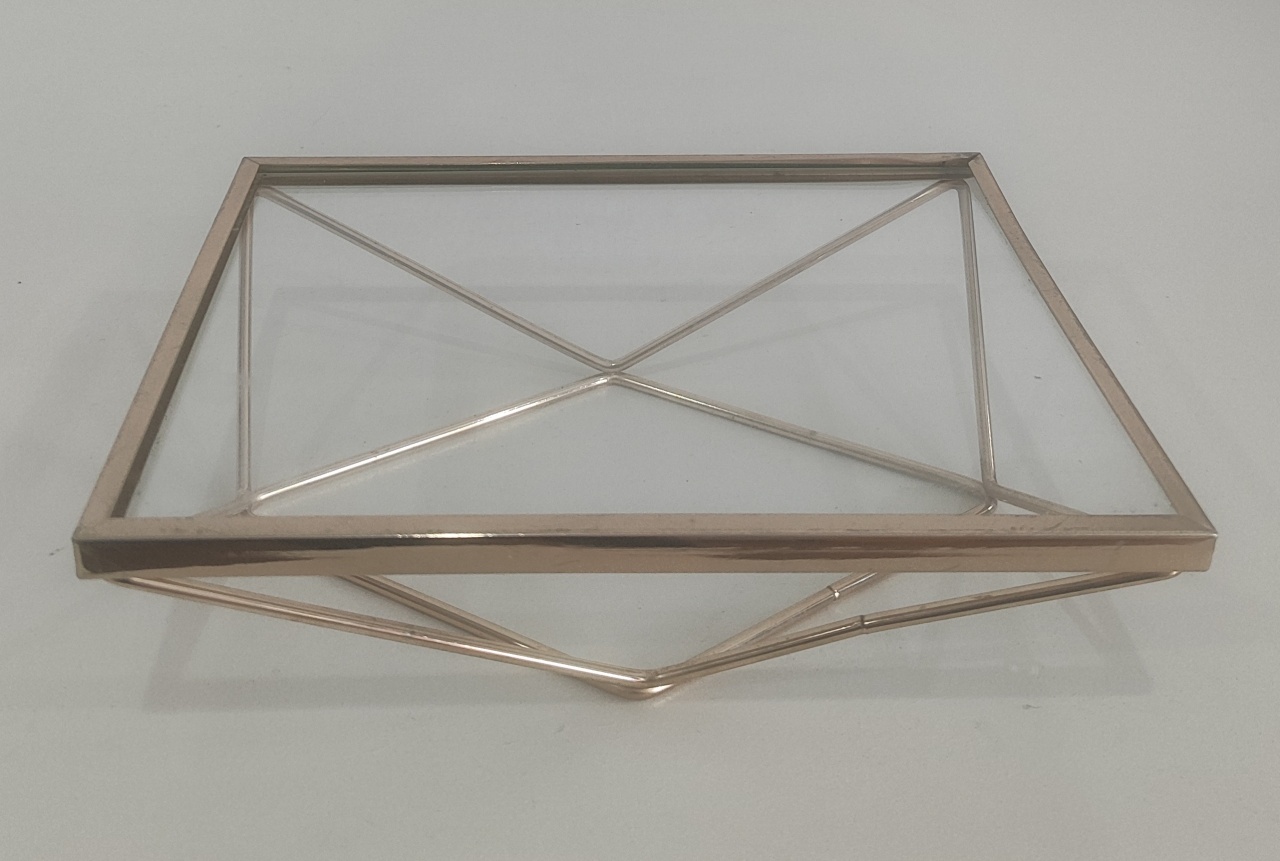 Suporte Para Doce Retangular Vidro Dourada 20X15Cm - Wanusa Nunes Andrade