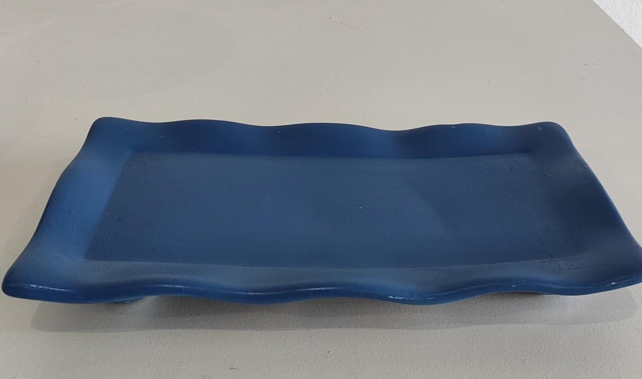 Suporte Para Doce Lisa Azul Retangular 29×14Cm - Wanusa Nunes Andrade