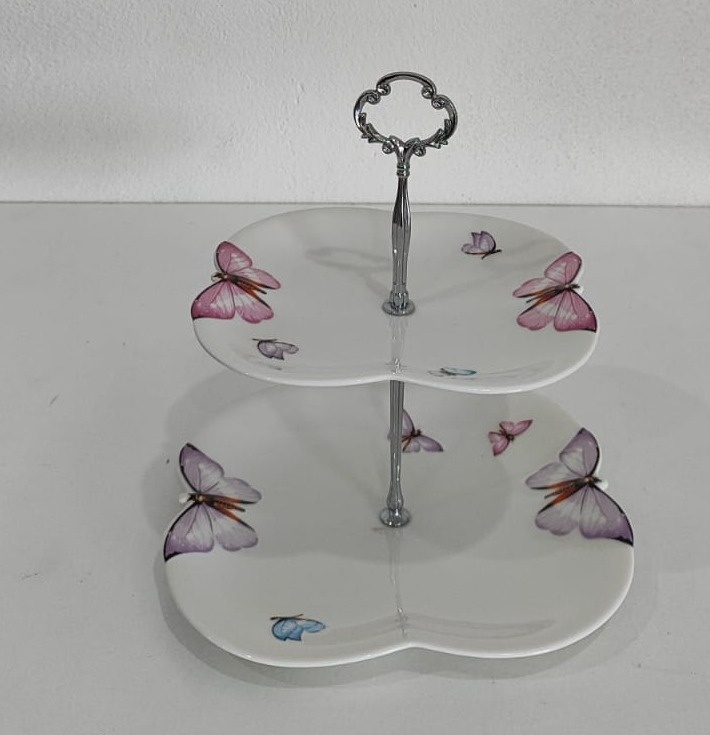 Suporte Para Doce Duplo Borboletas 14Cm - Wanusa Nunes Andrade