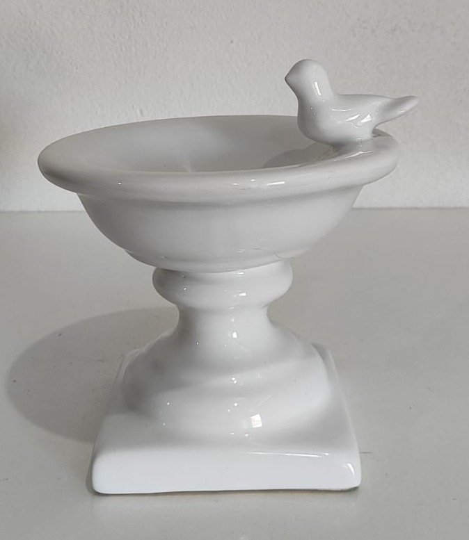 Suporte Para Doce Branco Fonte Passarinho 17X10Cm - Wanusa Nunes Andrade