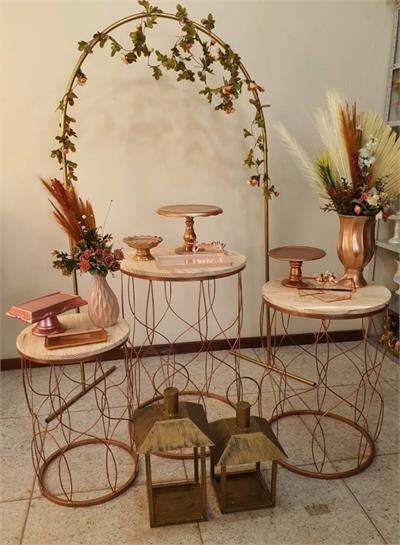 Kit Boho Com Mesa Cilindro Rose Gold - Nanda Pegue e Monte