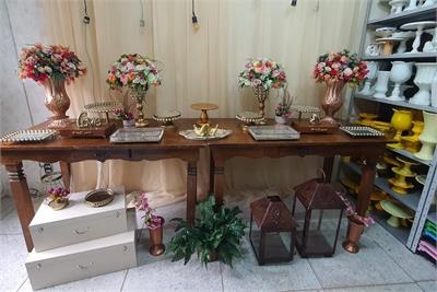 Kit Casamento  Com 2 Mesas Cortina de Voal Perola E Varal de Luz - Nanda Pegue e Monte