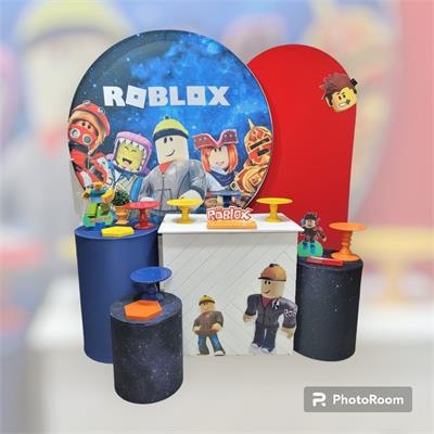 Kit Roblox Com Paine Redondo E Romano , Trio de Cilindros E Mesa Branca - Nanda Pegue e Monte