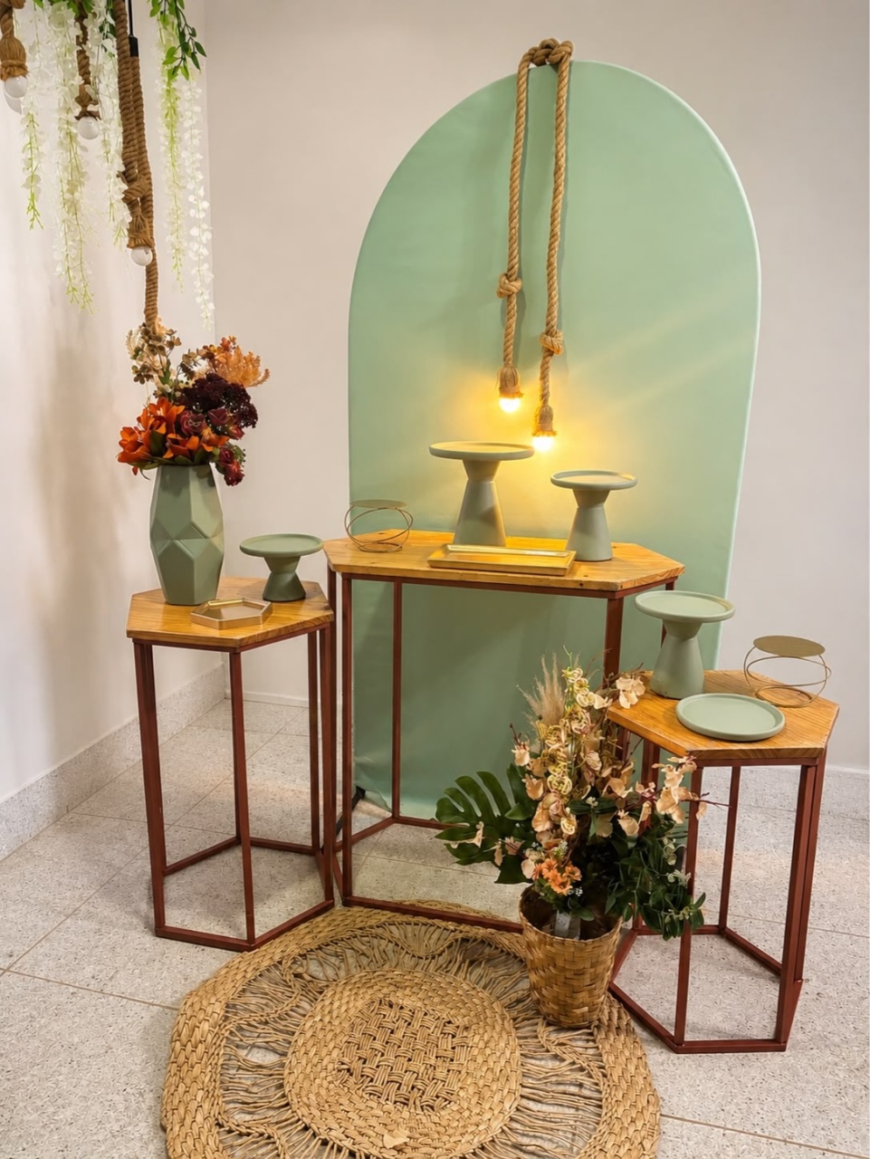Kit Verde Militar Com Arco Romano Com Capa E Corda Com Lampada - Nanda Pegue e Monte