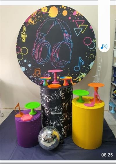 Kit Neon Painel Redondo Com Trio de Cilindros - Nanda Pegue e Monte