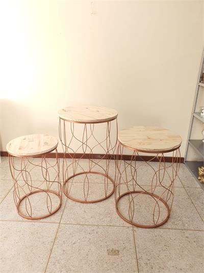 Trio Mesa Cilindros Rose Golden Treliça - Nanda Pegue e Monte