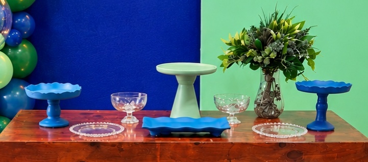 Kit Festa Na Mesa/ Verde E Azul - Nanda Pegue e Monte