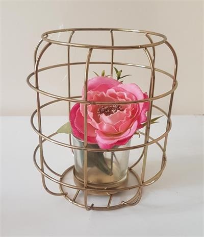 Gaiola Decorativa Com Flores Redonda - Nanda Pegue e Monte