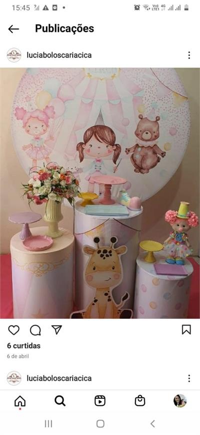 Kit Basico Circo Rosa Aquarelado Painel Redondoe Trio de Cilindros - Nanda Pegue e Monte