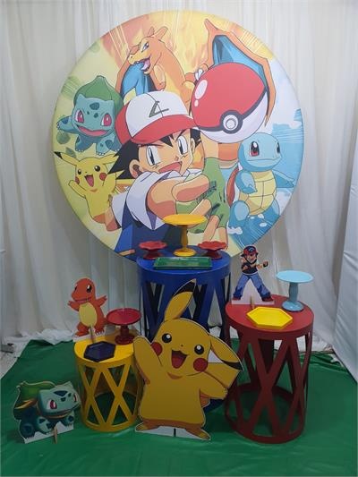Kit Básico Pokémon Com Trio de Cilindros E Painel Redondo - Nanda Pegue e Monte