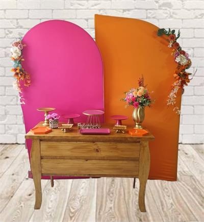 Kit Casamento Ou Feminino Com Comoda Rustica E 2 Paineis Romanos - Nanda Pegue e Monte