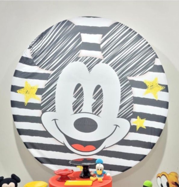 Painel Redondo Mickey 150 Cm - Nanda Pegue e Monte