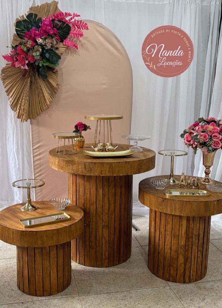 Kit Casamento Com Mesas Ripadas Rústicas  - Nanda Pegue e Monte