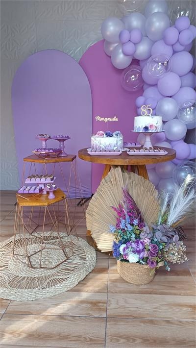 Kit Lilas Com 2 Paines Romanos  Cone Rustico E 2 Hexágono - Nanda Pegue e Monte