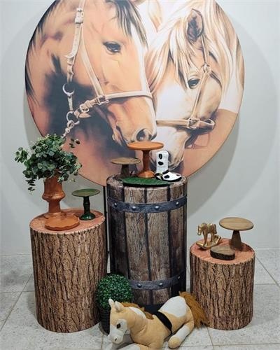 Kit Painel Redondo Com 3 Cilindros - Cavalos - Nanda Pegue e Monte
