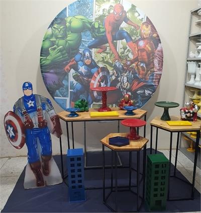 Kit Vingadores Painel Redondo Com Mesa de Ferro - Nanda Pegue e Monte