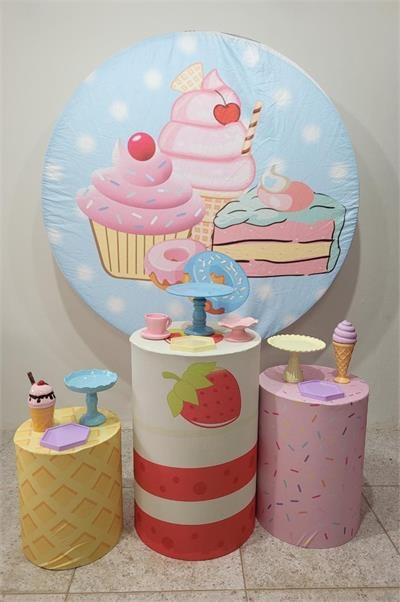 Kit Basico Confeitaria  Com Painel Redondo - Nanda Pegue e Monte