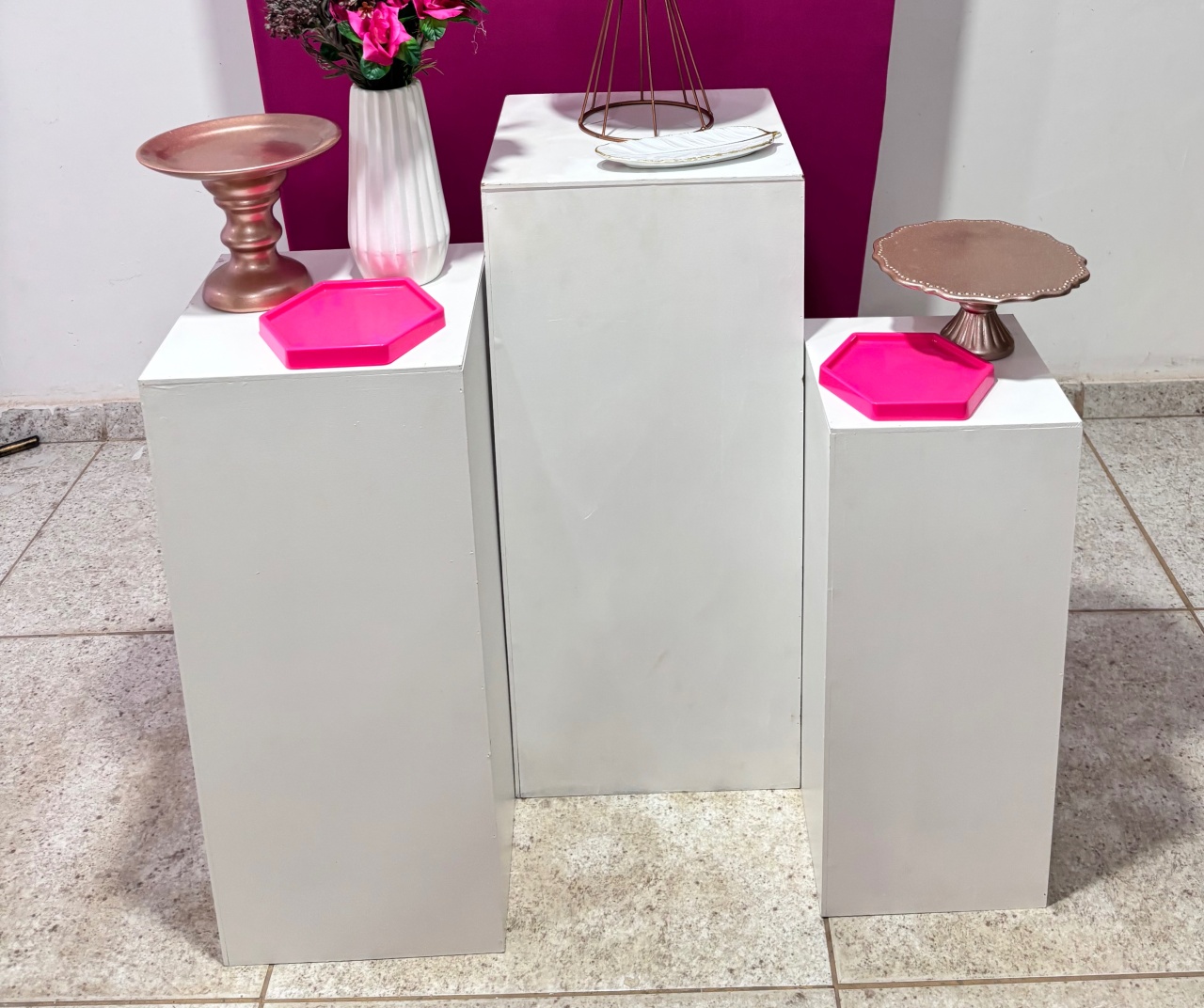 Trio de Cubos Brancos Mdf - Nanda Pegue e Monte