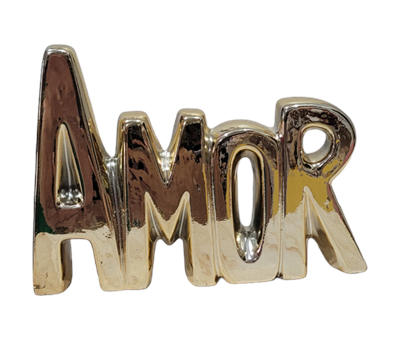 Amor Grande de Ceramica  Dourado - Nanda Pegue e Monte