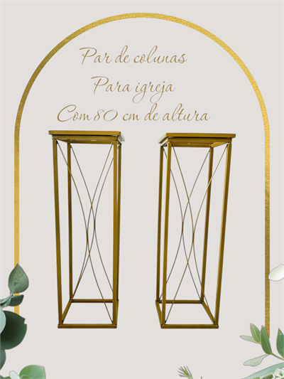 Par de Colunas de Ferro Para Altar 80 Cm de Altura - Nanda Pegue e Monte