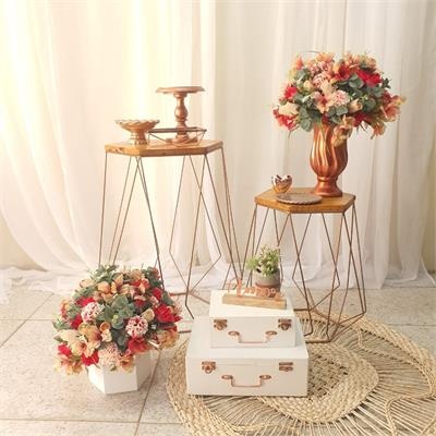 Kit 2 Mesas Rose Hexagonal - Nanda Pegue e Monte