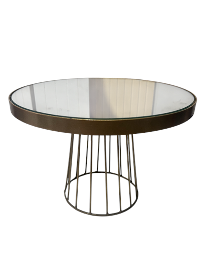 Porta Bolo Alto Metal E Espelho Dourarado Estilo Cone - Nanda Pegue e Monte