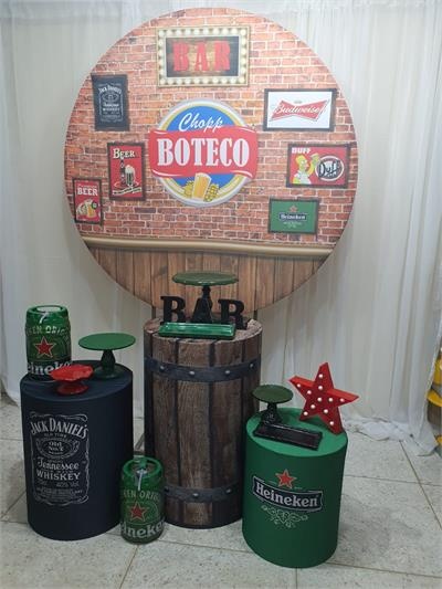 Kit Boteco - Painel Redondo Com Trio de Cilindro - Nanda Pegue e Monte