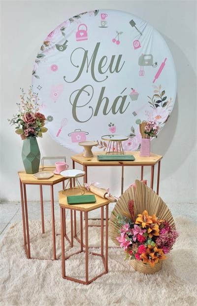 Painel Meu Chá, Com Trio de Mesa Hexagonal - Nanda Pegue e Monte