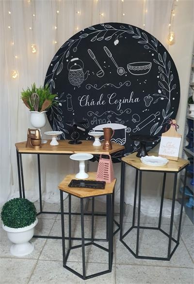 Kit Painel Redondo Chá de Panela Com Cortina E Led - Nanda Pegue e Monte