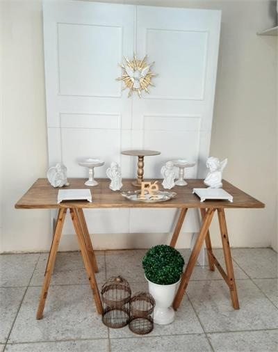 Kit Batizado Painel Boserie Com 1 Mesa - Nanda Pegue e Monte