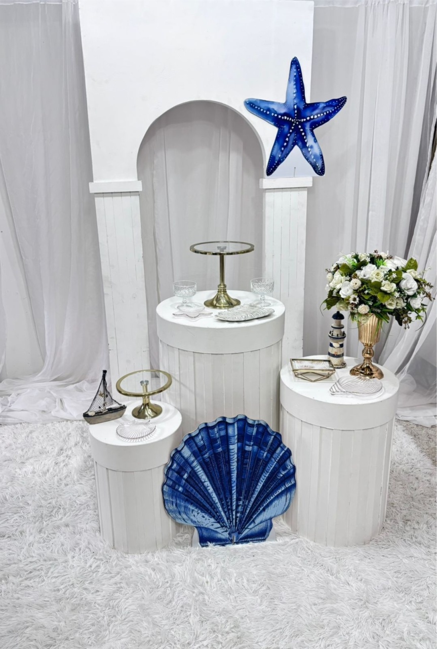 Kit Fundo Do Mar Feminino Painel 3D Coluna Romana - Nanda Pegue e Monte