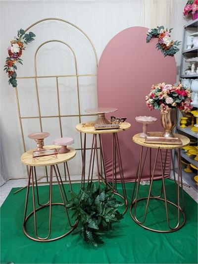 Kit Casamento Com Painel Romano Com 3 Mesas - Nanda Pegue e Monte