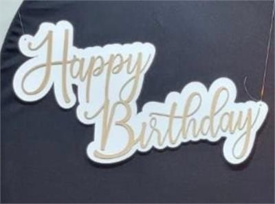Happy Birthday de Mdf Branco E Dourado - Nanda Pegue e Monte
