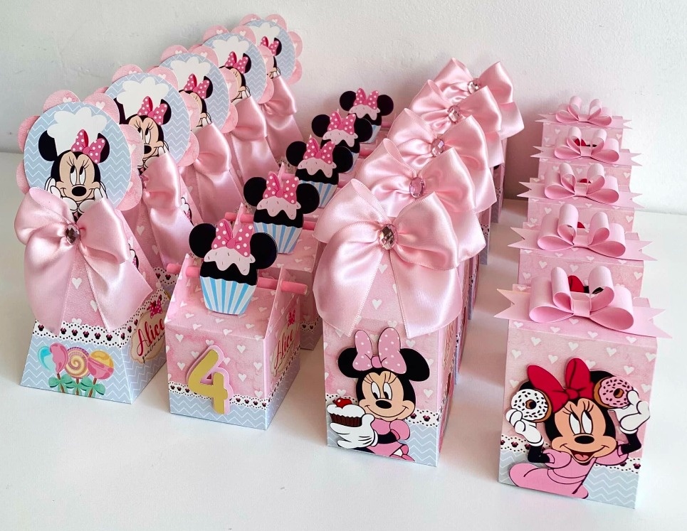 Pegue Monte Caixas Personalizadas Minnie Confeiteira - FESTAFACILPEGUEMONTECG
