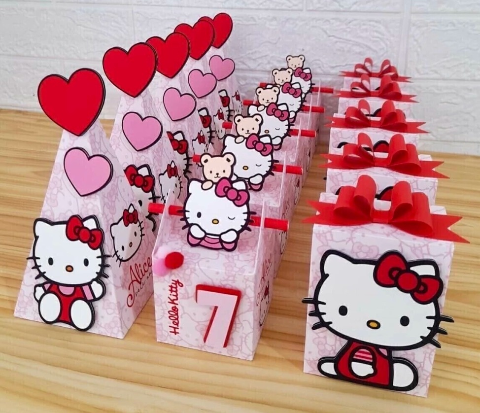 Pegue Monte Caixas Personalizadas Hello Kitty - FESTAFACILPEGUEMONTECG