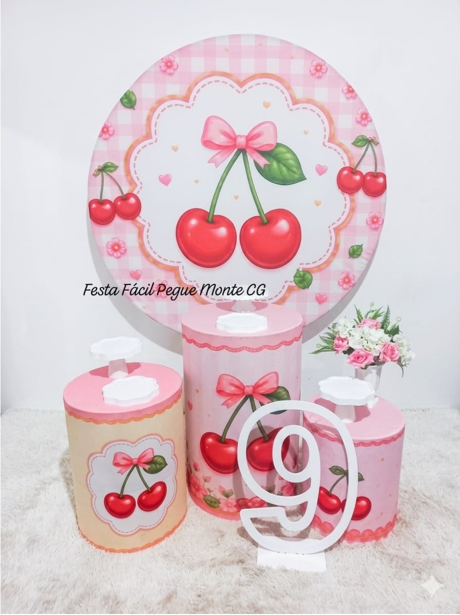 Kit Prata Cerejinha Rosa - FESTAFACILPEGUEMONTECG