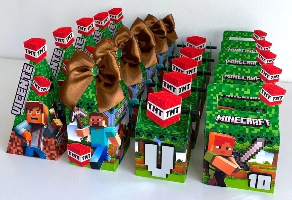 Pegue Monte Caixas Personalizadas Minecraft - FESTAFACILPEGUEMONTECG