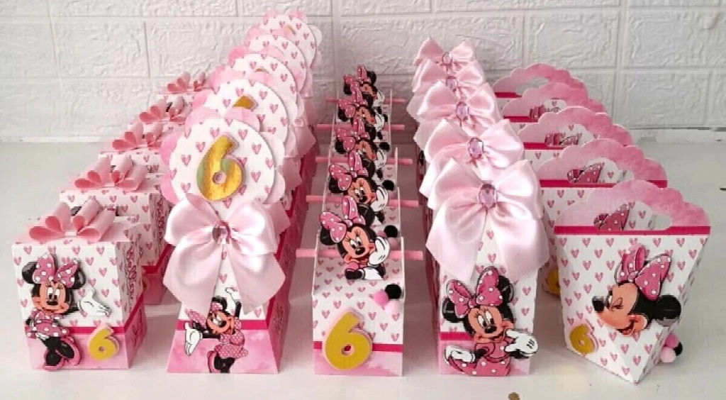 Pegue Monte Caixas Personalizadas Minnie Rosa - FESTAFACILPEGUEMONTECG