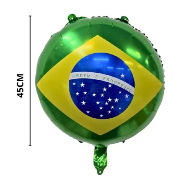 Balao Redondo Brasil Metalizado - FESTAFACILPEGUEMONTECG