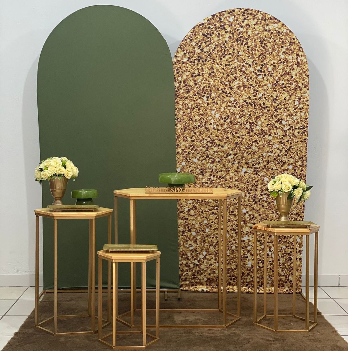 Kit Romano Verde Oliva E Efeito Dourado - Kit 3 - tamirespegueemonte