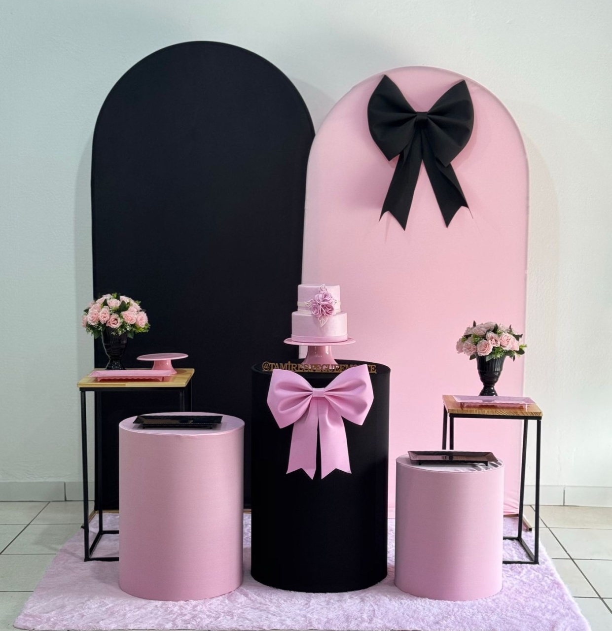 Romano Rosa  E Preto Rosa Laço Kit 3  - tamirespegueemonte