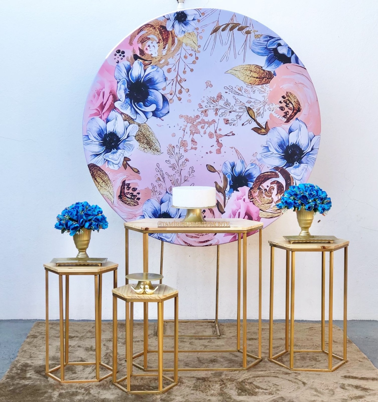 Floral Azul Com Rosa - Kit 2 - tamirespegueemonte