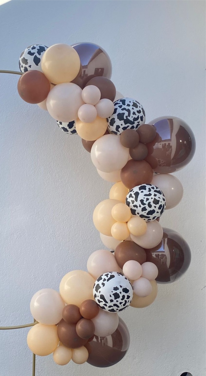 Arco de Balões (16 Marron, 09 E 08 Nude,Bege,Marron E Vaquinha, Trios Nude Bege Marron.-Cowboy Cute - tamirespegueemonte