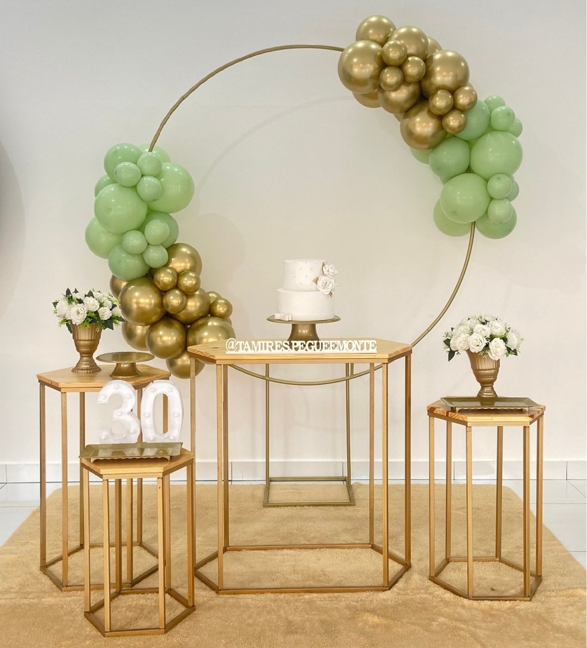 Arco Duplo Verde Com Dourado - Kit 2 - tamirespegueemonte